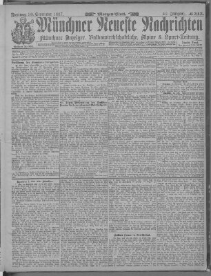 Münchner neueste Nachrichten Freitag 30. September 1887