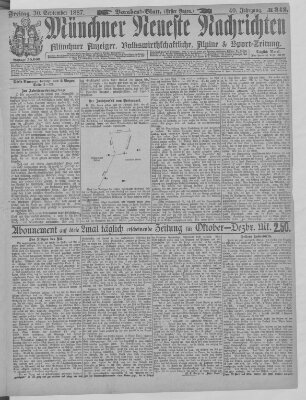 Münchner neueste Nachrichten Freitag 30. September 1887