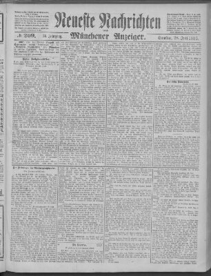 Neueste Nachrichten und Münchener Anzeiger (Münchner neueste Nachrichten) Samstag 28. Juli 1883