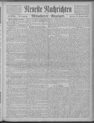 Neueste Nachrichten und Münchener Anzeiger (Münchner neueste Nachrichten) Freitag 10. August 1883