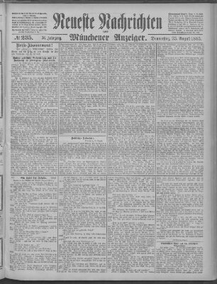 Neueste Nachrichten und Münchener Anzeiger (Münchner neueste Nachrichten) Donnerstag 23. August 1883