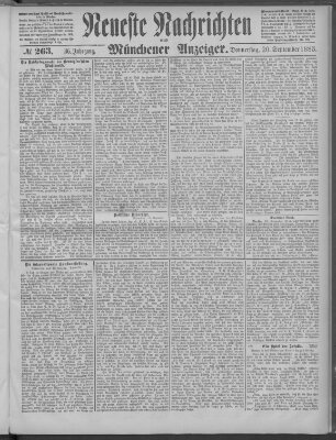 Neueste Nachrichten und Münchener Anzeiger (Münchner neueste Nachrichten) Donnerstag 20. September 1883