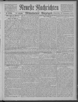 Neueste Nachrichten und Münchener Anzeiger (Münchner neueste Nachrichten) Donnerstag 27. September 1883