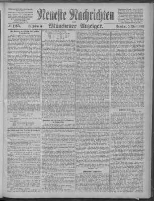 Neueste Nachrichten und Münchener Anzeiger (Münchner neueste Nachrichten) Samstag 5. Mai 1883