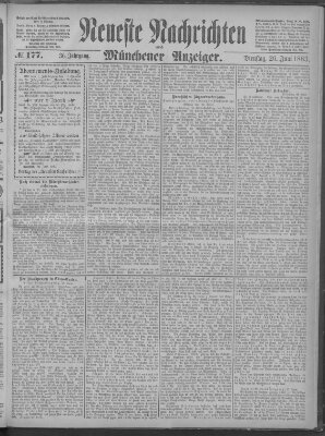 Neueste Nachrichten und Münchener Anzeiger (Münchner neueste Nachrichten) Dienstag 26. Juni 1883