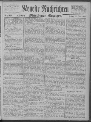 Neueste Nachrichten und Münchener Anzeiger (Münchner neueste Nachrichten) Freitag 29. Juni 1883