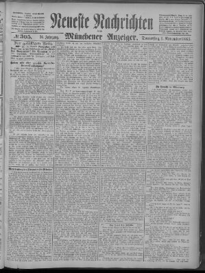 Neueste Nachrichten und Münchener Anzeiger (Münchner neueste Nachrichten) Donnerstag 1. November 1883