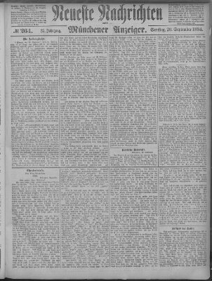 Neueste Nachrichten und Münchener Anzeiger (Münchner neueste Nachrichten) Samstag 20. September 1884