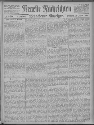 Neueste Nachrichten und Münchener Anzeiger (Münchner neueste Nachrichten) Mittwoch 15. Oktober 1884