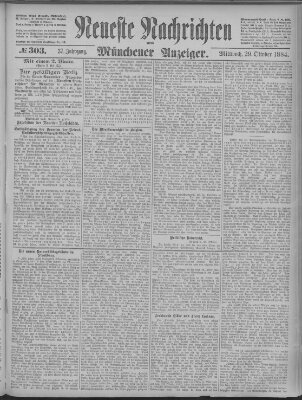 Neueste Nachrichten und Münchener Anzeiger (Münchner neueste Nachrichten) Mittwoch 29. Oktober 1884