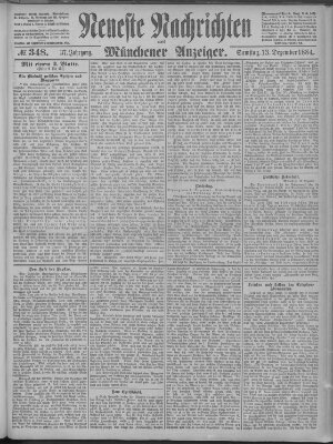 Neueste Nachrichten und Münchener Anzeiger (Münchner neueste Nachrichten) Samstag 13. Dezember 1884