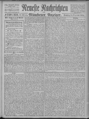 Neueste Nachrichten und Münchener Anzeiger (Münchner neueste Nachrichten) Sonntag 14. Dezember 1884