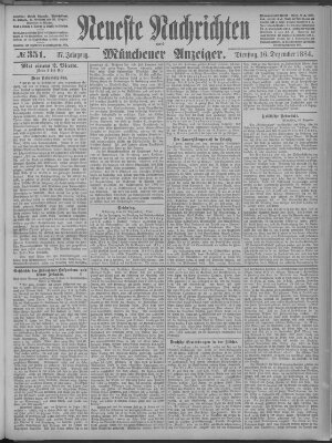 Neueste Nachrichten und Münchener Anzeiger (Münchner neueste Nachrichten) Dienstag 16. Dezember 1884