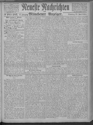 Neueste Nachrichten und Münchener Anzeiger (Münchner neueste Nachrichten) Sonntag 29. Juni 1884