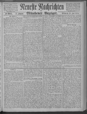 Neueste Nachrichten und Münchener Anzeiger (Münchner neueste Nachrichten) Mittwoch 23. Juli 1884