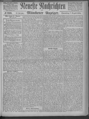 Neueste Nachrichten und Münchener Anzeiger (Münchner neueste Nachrichten) Donnerstag 7. August 1884