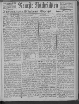 Neueste Nachrichten und Münchener Anzeiger (Münchner neueste Nachrichten) Sonntag 17. August 1884