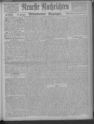 Neueste Nachrichten und Münchener Anzeiger (Münchner neueste Nachrichten) Mittwoch 20. August 1884