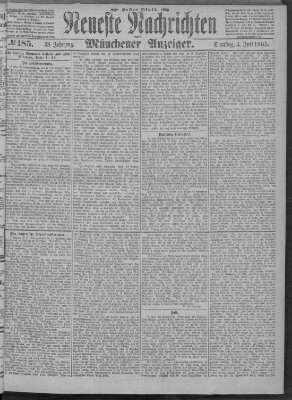 Neueste Nachrichten und Münchener Anzeiger (Münchner neueste Nachrichten) Samstag 4. Juli 1885