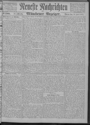 Neueste Nachrichten und Münchener Anzeiger (Münchner neueste Nachrichten) Donnerstag 9. Juli 1885