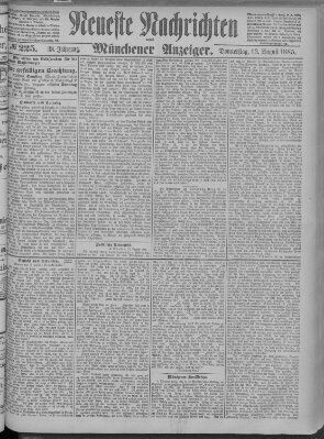 Neueste Nachrichten und Münchener Anzeiger (Münchner neueste Nachrichten) Donnerstag 13. August 1885