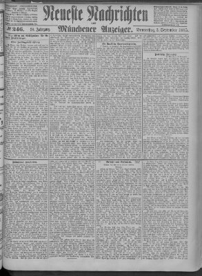 Neueste Nachrichten und Münchener Anzeiger (Münchner neueste Nachrichten) Donnerstag 3. September 1885