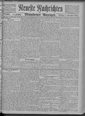 Neueste Nachrichten und Münchener Anzeiger (Münchner neueste Nachrichten) Samstag 5. September 1885