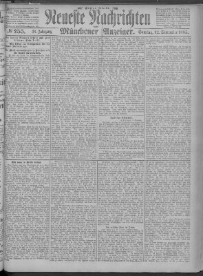 Neueste Nachrichten und Münchener Anzeiger (Münchner neueste Nachrichten) Samstag 12. September 1885