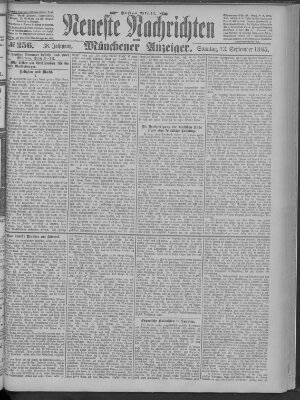 Neueste Nachrichten und Münchener Anzeiger (Münchner neueste Nachrichten) Sonntag 13. September 1885