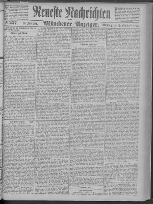 Neueste Nachrichten und Münchener Anzeiger (Münchner neueste Nachrichten) Montag 14. September 1885