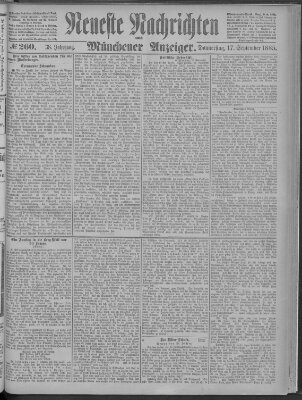 Neueste Nachrichten und Münchener Anzeiger (Münchner neueste Nachrichten) Donnerstag 17. September 1885