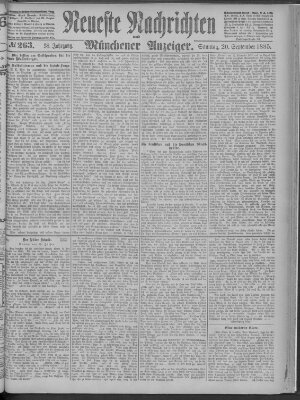 Neueste Nachrichten und Münchener Anzeiger (Münchner neueste Nachrichten) Sonntag 20. September 1885