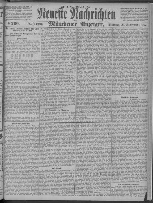 Neueste Nachrichten und Münchener Anzeiger (Münchner neueste Nachrichten) Mittwoch 23. September 1885