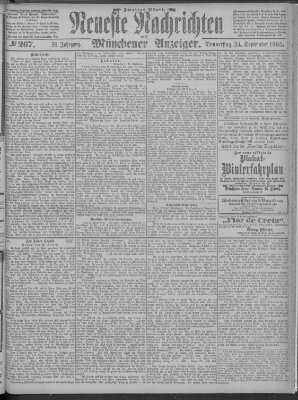 Neueste Nachrichten und Münchener Anzeiger (Münchner neueste Nachrichten) Donnerstag 24. September 1885