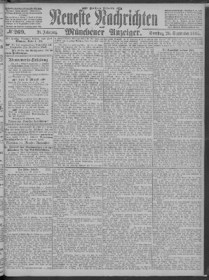 Neueste Nachrichten und Münchener Anzeiger (Münchner neueste Nachrichten) Samstag 26. September 1885