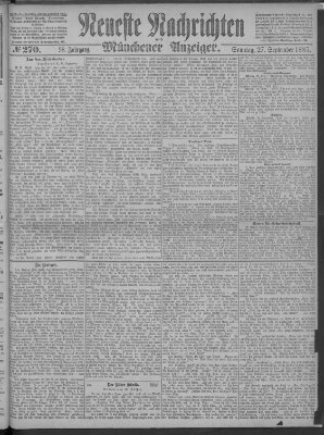 Neueste Nachrichten und Münchener Anzeiger (Münchner neueste Nachrichten) Sonntag 27. September 1885