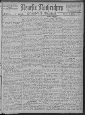 Neueste Nachrichten und Münchener Anzeiger (Münchner neueste Nachrichten) Montag 5. Oktober 1885