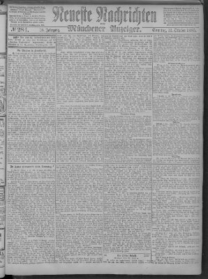 Neueste Nachrichten und Münchener Anzeiger (Münchner neueste Nachrichten) Sonntag 11. Oktober 1885