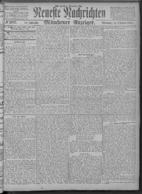 Neueste Nachrichten und Münchener Anzeiger (Münchner neueste Nachrichten) Mittwoch 14. Oktober 1885