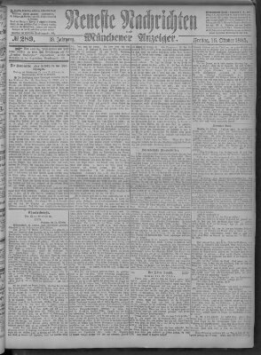 Neueste Nachrichten und Münchener Anzeiger (Münchner neueste Nachrichten) Freitag 16. Oktober 1885