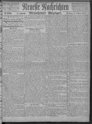 Neueste Nachrichten und Münchener Anzeiger (Münchner neueste Nachrichten) Samstag 17. Oktober 1885