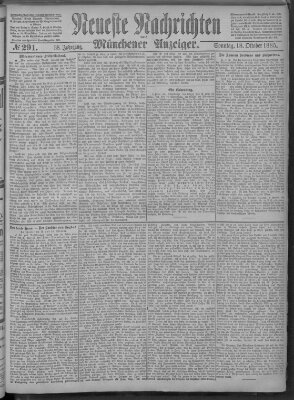 Neueste Nachrichten und Münchener Anzeiger (Münchner neueste Nachrichten) Sonntag 18. Oktober 1885