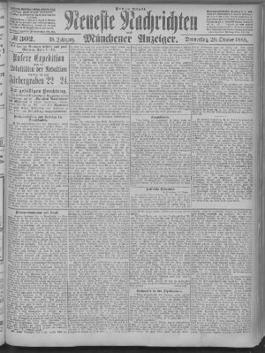 Neueste Nachrichten und Münchener Anzeiger (Münchner neueste Nachrichten) Donnerstag 29. Oktober 1885