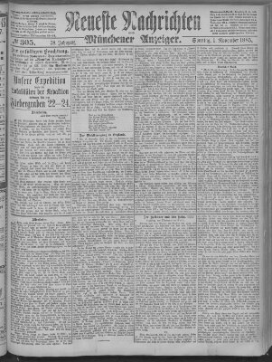 Neueste Nachrichten und Münchener Anzeiger (Münchner neueste Nachrichten) Sonntag 1. November 1885