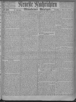 Neueste Nachrichten und Münchener Anzeiger (Münchner neueste Nachrichten) Dienstag 3. November 1885