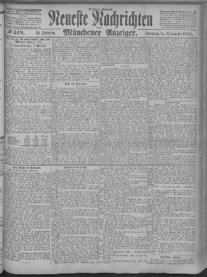 Neueste Nachrichten und Münchener Anzeiger (Münchner neueste Nachrichten) Samstag 14. November 1885