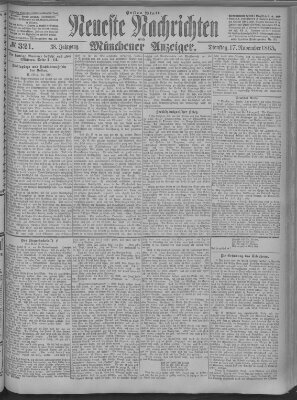 Neueste Nachrichten und Münchener Anzeiger (Münchner neueste Nachrichten) Dienstag 17. November 1885