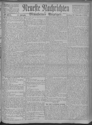 Neueste Nachrichten und Münchener Anzeiger (Münchner neueste Nachrichten) Freitag 20. November 1885