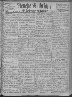 Neueste Nachrichten und Münchener Anzeiger (Münchner neueste Nachrichten) Montag 23. November 1885