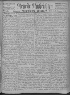 Neueste Nachrichten und Münchener Anzeiger (Münchner neueste Nachrichten) Mittwoch 25. November 1885